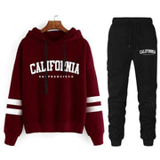 California Womens Hooded Tracksuit With Ankle Pants In Polyester Cotton Blend For Year Round Style Sizes S To 3XL