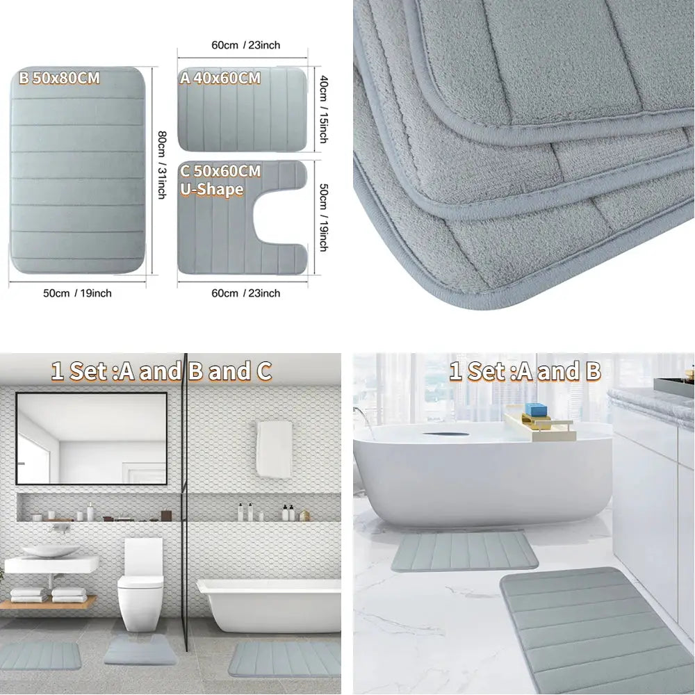 CloudLux Memory Foam Bath Mat Ultra Absorbent Three Layer Microfiber With Non Slip Backing Quick Drying