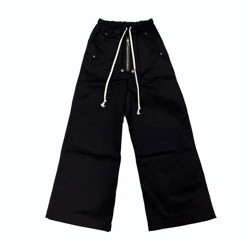 Owen Seak men's black cargo pants with white drawstring, loose fit, multiple pockets, XL by Simples Market