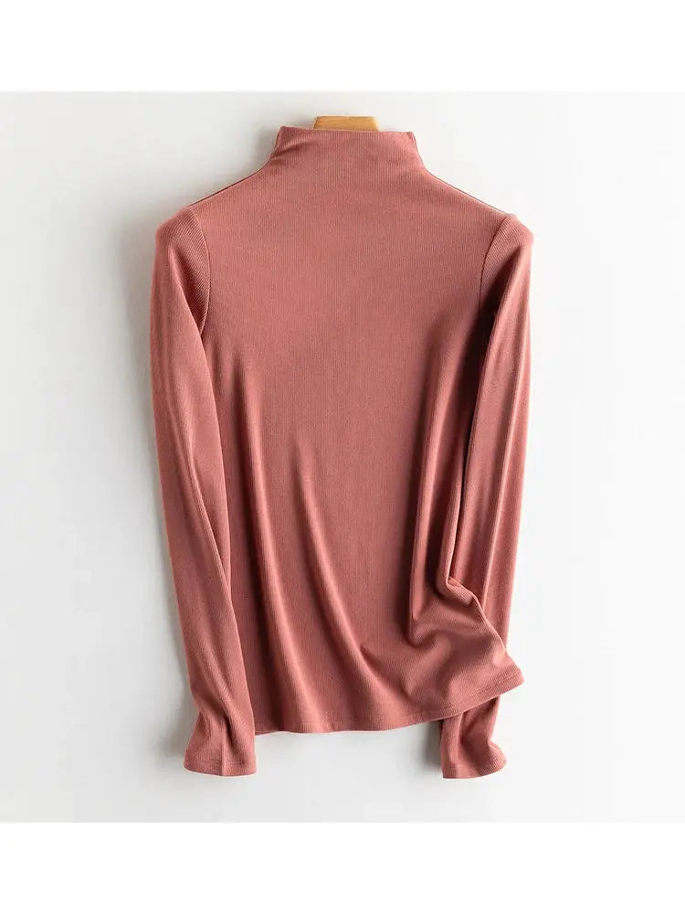 SuyaDream Women Silk Viscose Thermal Base Layer Top With Turtleneck For Warmth And Style