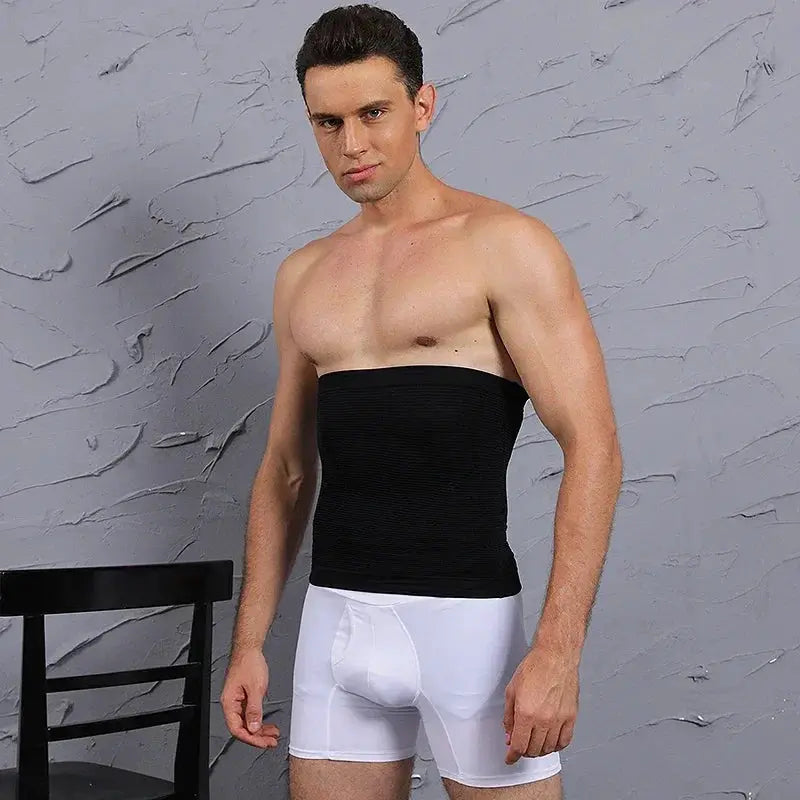 Men's waist trainer belt by Simples Market, black elastic abdominal compression shapewear