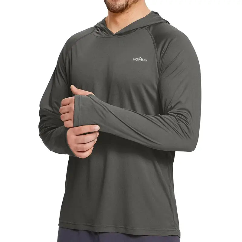 Men's UPF50 Plus Performance T Shirt Hoodie Long Sleeve Sun Protection Quick Dry for Running Fishing Casual Wear
