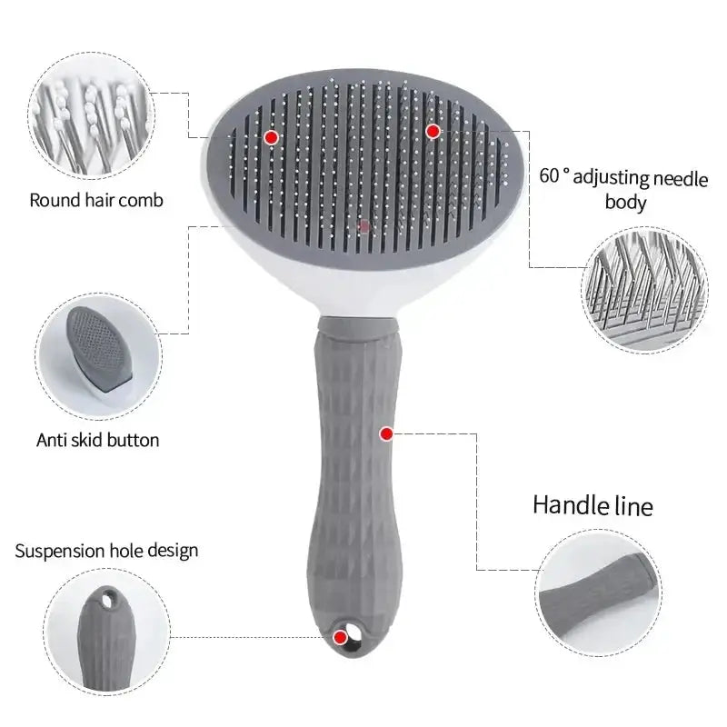 PetCare Pro Self Cleaning Pet Hair Remover Brush For Dogs And Cats Detangles Fur Removes Dander Easy Grooming