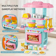 Mini Kitchen Counter Play Set Diy Simulated Cooking Toys With Food Tableware For Pretend Play Gift For Kids