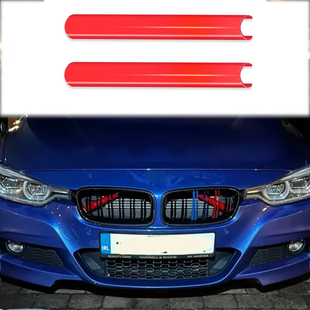 2pc BMW front grille trim strips in red M Sport V brace for BMW F20–F46 by Simples Market