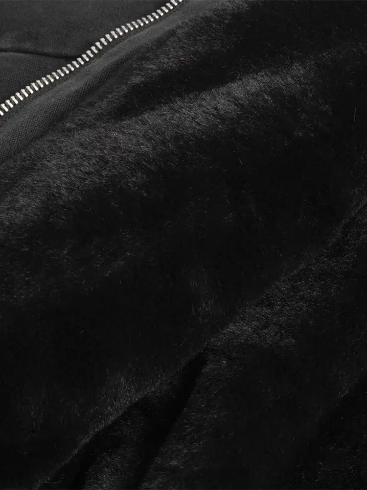 Mauroicardi black faux fur-lined padded jacket from Simples Market with silver zipper