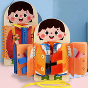 Multi Layer Wooden Busy Board For Children Montessori Early Education Toddlers Quiet Books Sensory Toy Dressing Practice