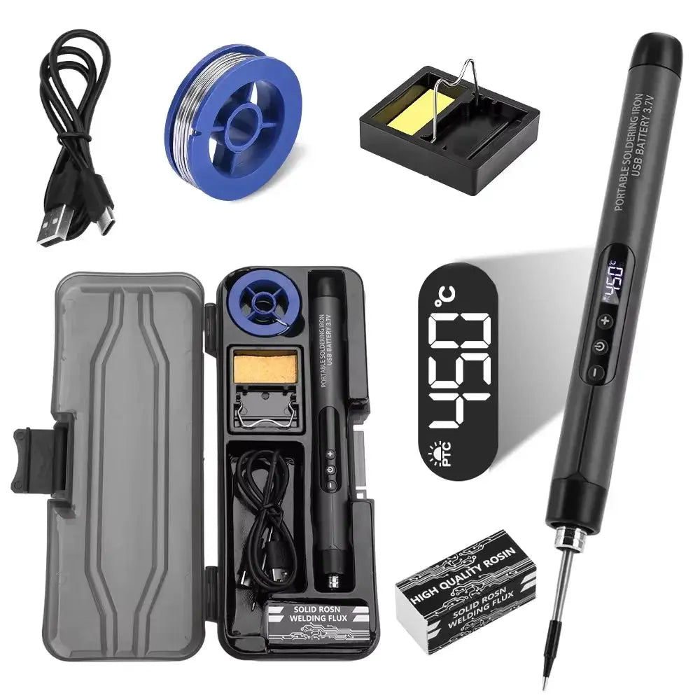 USB Soldering Iron Kit Mini Digital Adjustable Temperature Type C Interface Portable Welding Tool