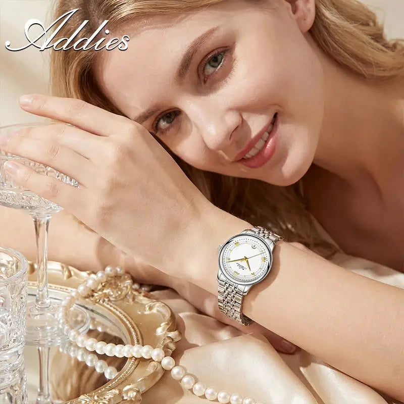 Adddies luxury ladies watch GM12 with sapphire glass and 316L stainless steel bracelet, 31mm case
