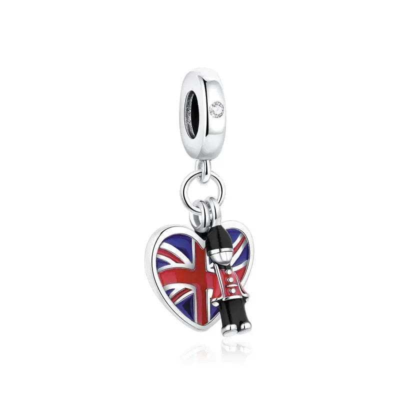 925 Sterling Silver Travel Theme Charms Beads London Bus Paris Suitcase Sam Panda Bracelets Necklaces Women DIY Jewelry