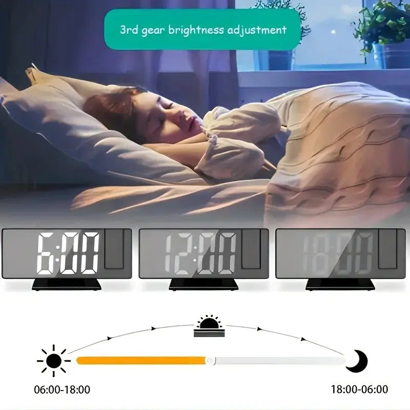 Simples Market projection alarm clocks set of 3 with large digital displays and 180° ceiling projection