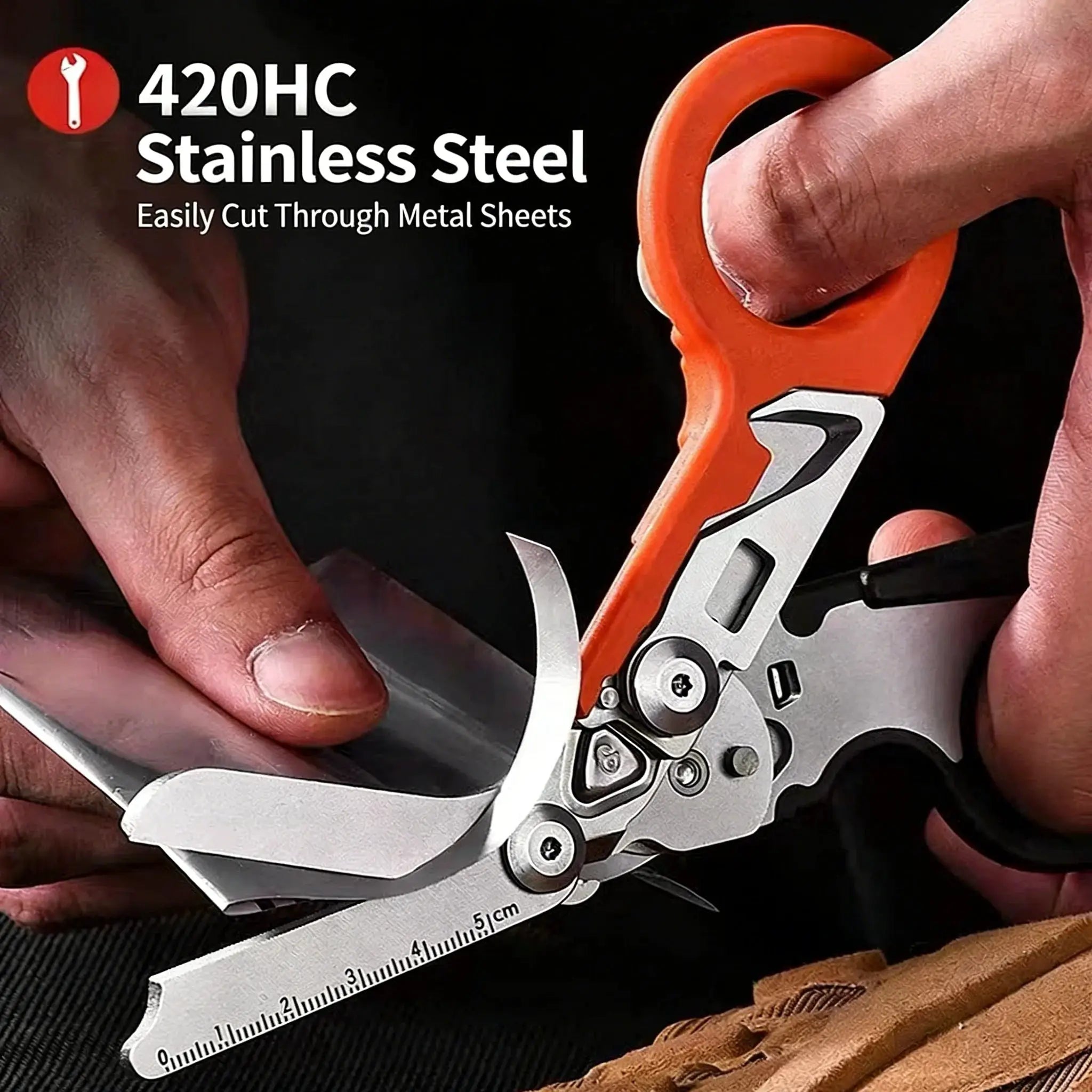 Multifunctional Emergency Response Shears With Strap Cutter And Glass Breaker For Outdoor Rescue