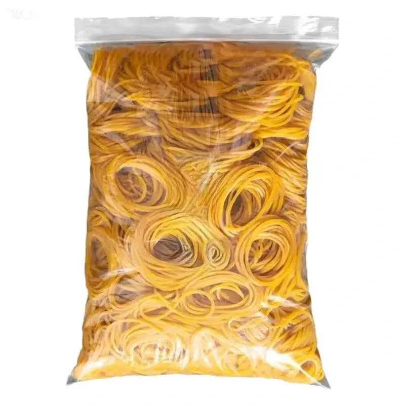 Rubber bands, yellow, in a clear plastic bag, bulk set
