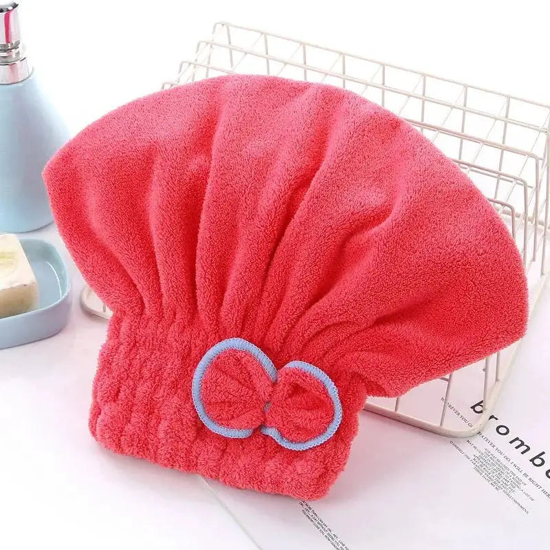Quick Drying Hair Cap For Women Bowtie Bathing Hat Microfiber Superfiber Shower Cap For Spa And Bathroom
