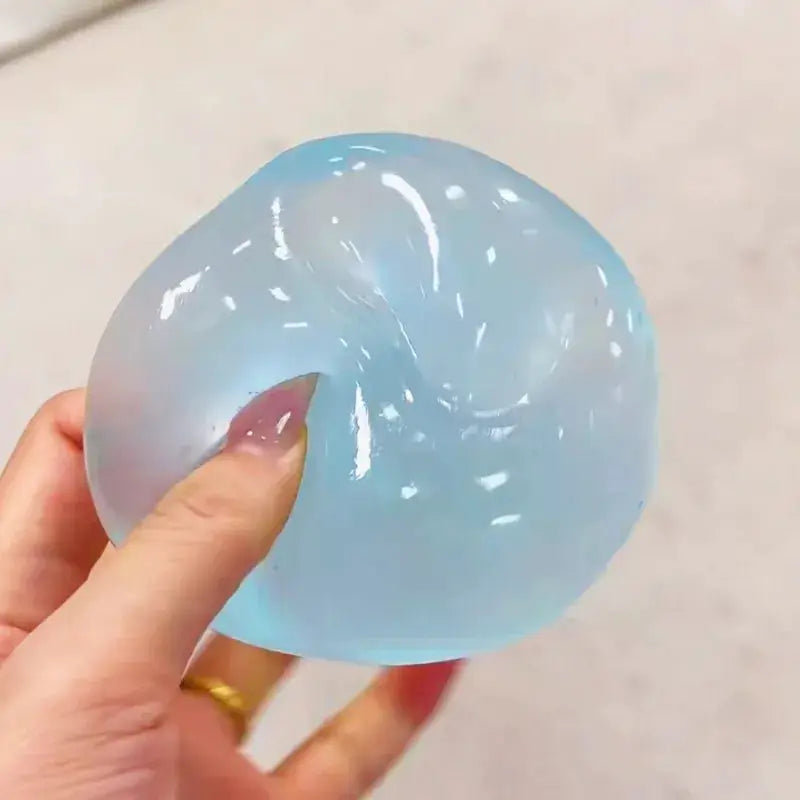Blue Maltose Squishy Toy Mochi Ball Anti Stress Fidget Toy Soft Transparent Quick Rebound Decompression Ball