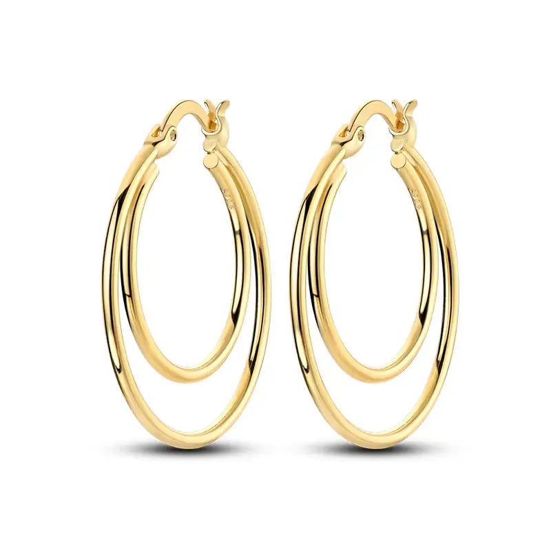 Pair of gold-tone double hoop earrings by Simples Market for women
