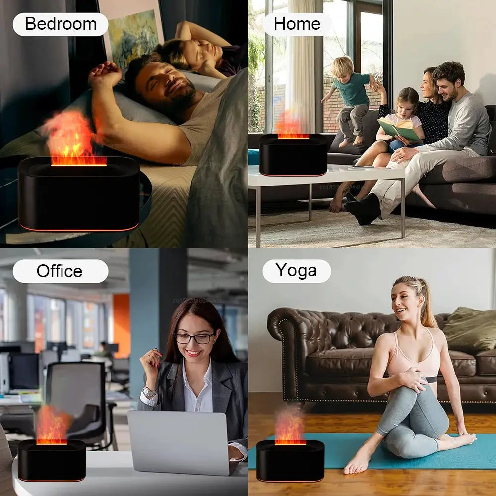 Aroma Humidifier Flame Essential Oils Diffuser For Home Bedroom Mini Air Fragrance Diffuser With LED Night Light