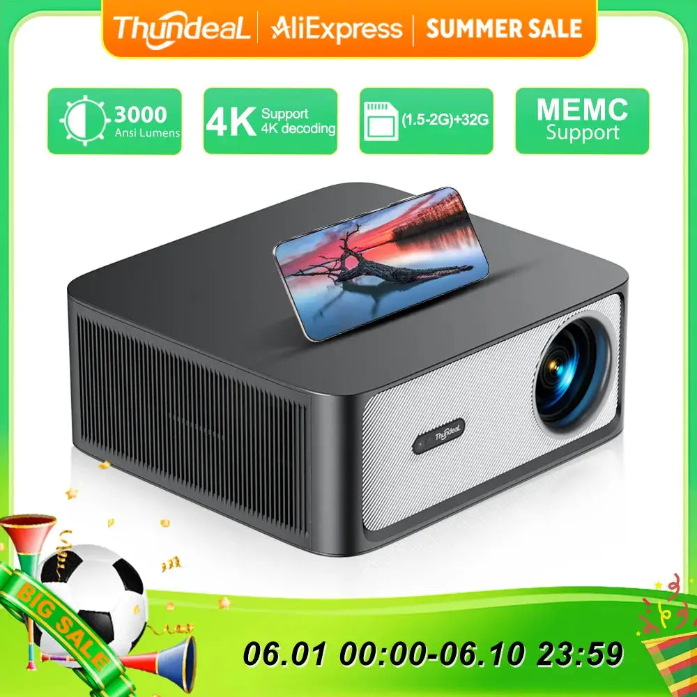 ThundeaL TD98Pro 3000 ANSI 4K Projector Android WiFi Portable Theater