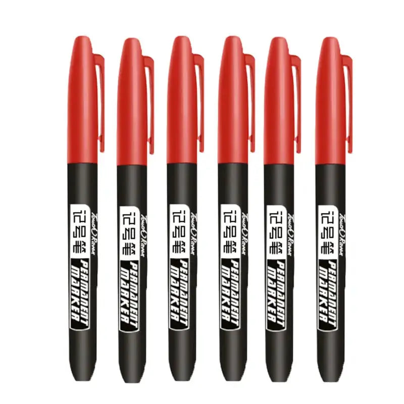 GraphixPro 6Pcs Permanent Marker Pens Set Black Blue Red Waterproof Ink Fine Tips For Manga Drawing