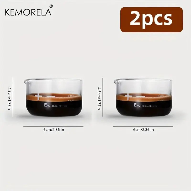 KEMORELA 60ml Espresso Shot Glasses Clear Scale Measuring Cup Heavy Glass Coffee Cups for Home Barista Accessories