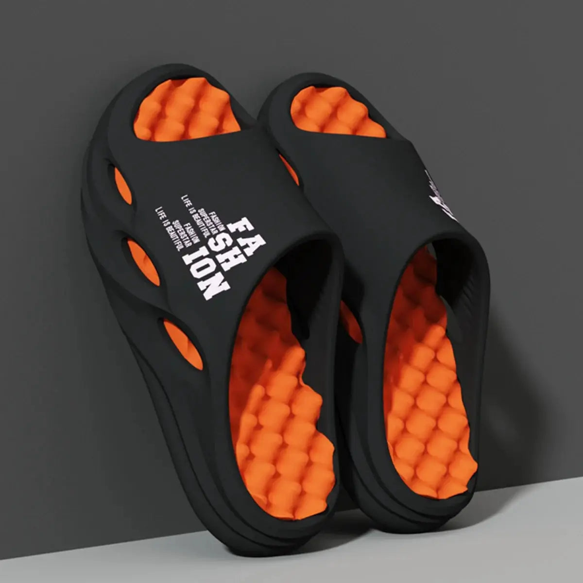 StrideFlex Mens Massage Slippers With Thick EVA Sole Non Slip Indoor Outdoor Sandals For Summer Beach