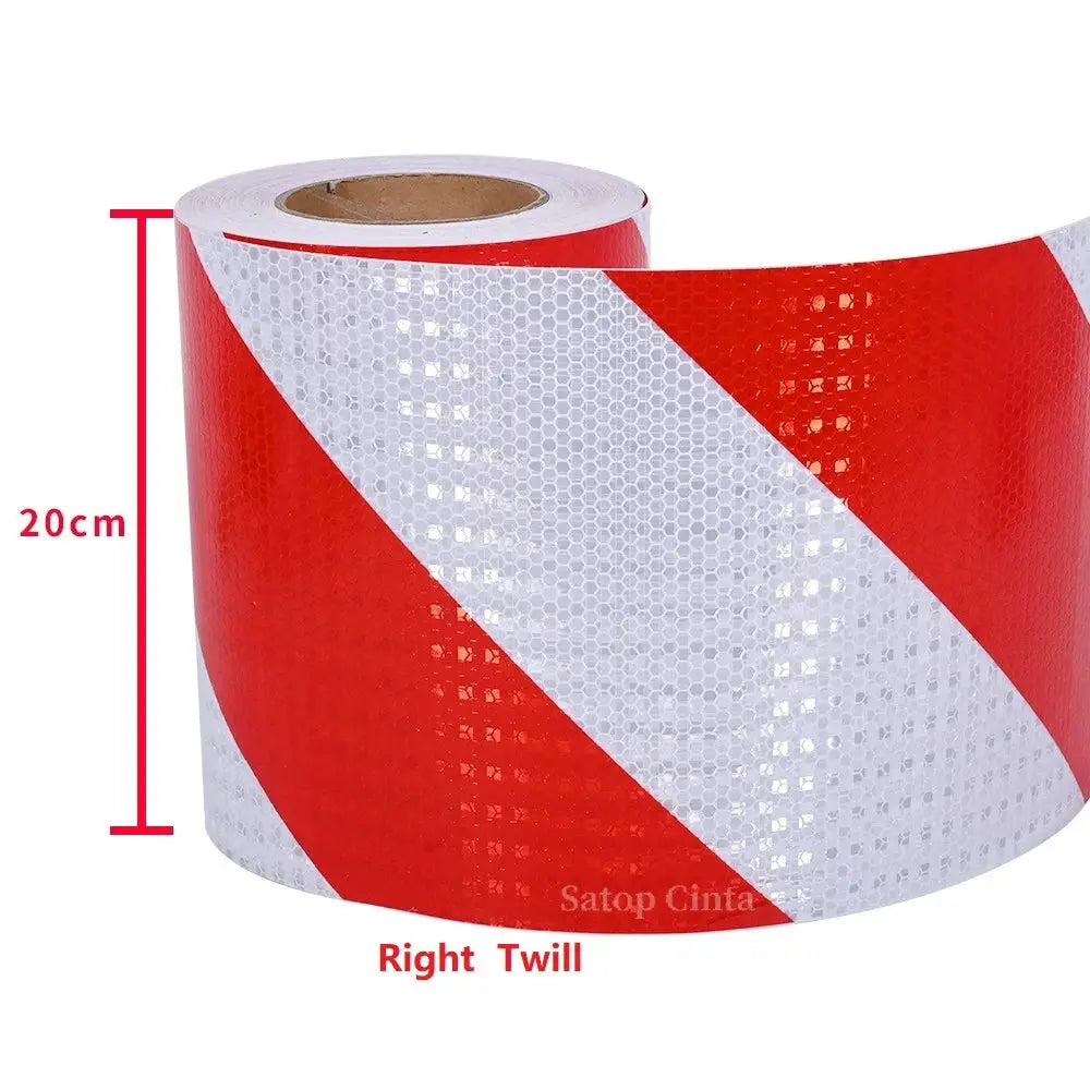 Reflective Adhesive Tape With Twill White Red Stripes Waterproof For Car Left Or Right 5cm 10cm 15cm 20cm By 5m