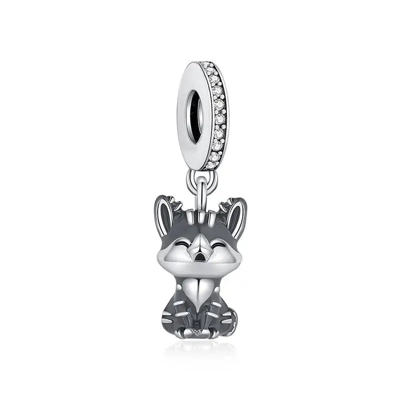 925 Sterling Silver Paw Print Charm Beads for Dogs and Cats Jewelry Pendant Fit for Bracelets Necklaces DIY Projects