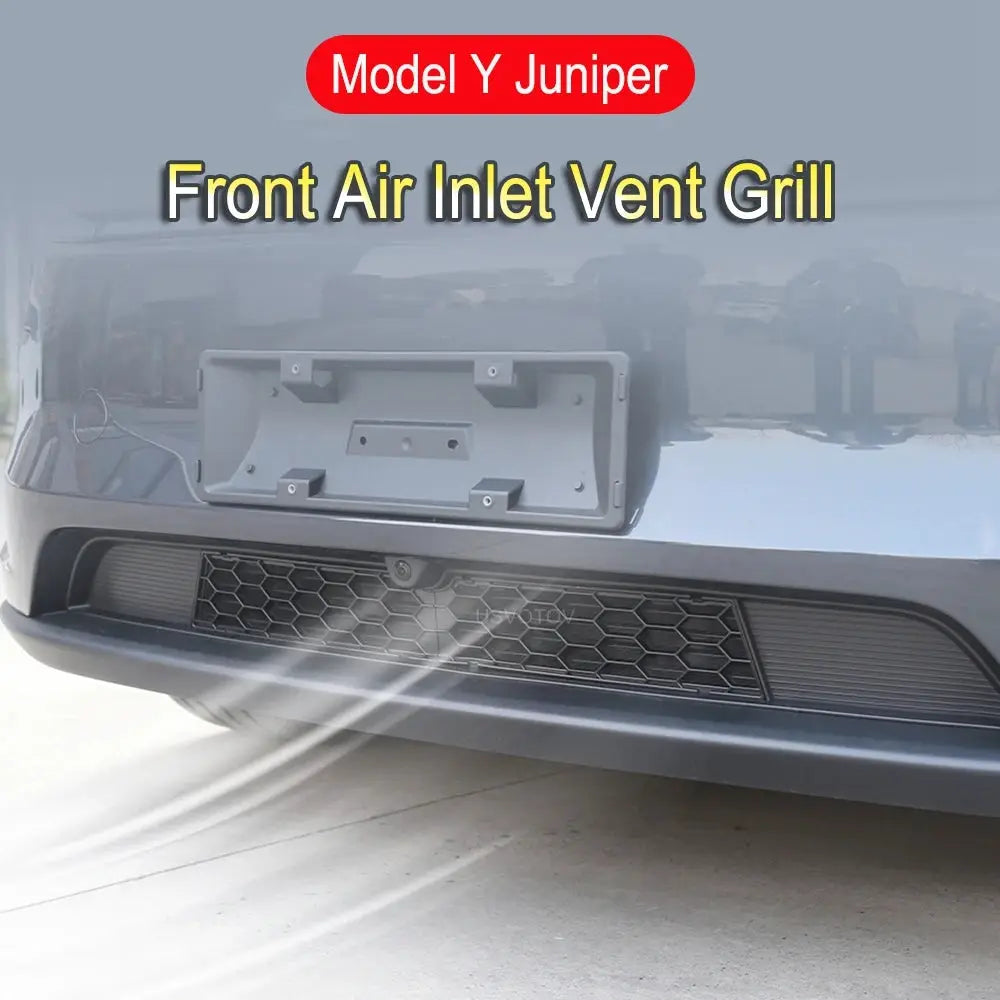 Model Y Juniper front air inlet vent grill for Tesla; black honeycomb mesh.