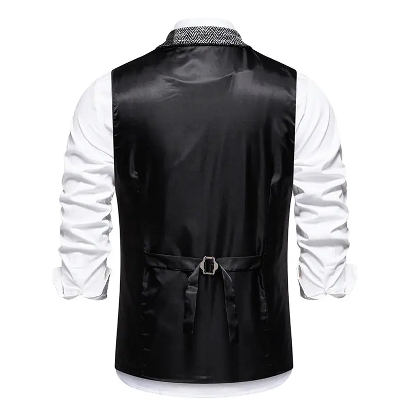 Men's waistcoat by Simples Market with black satin back and adjustable belt