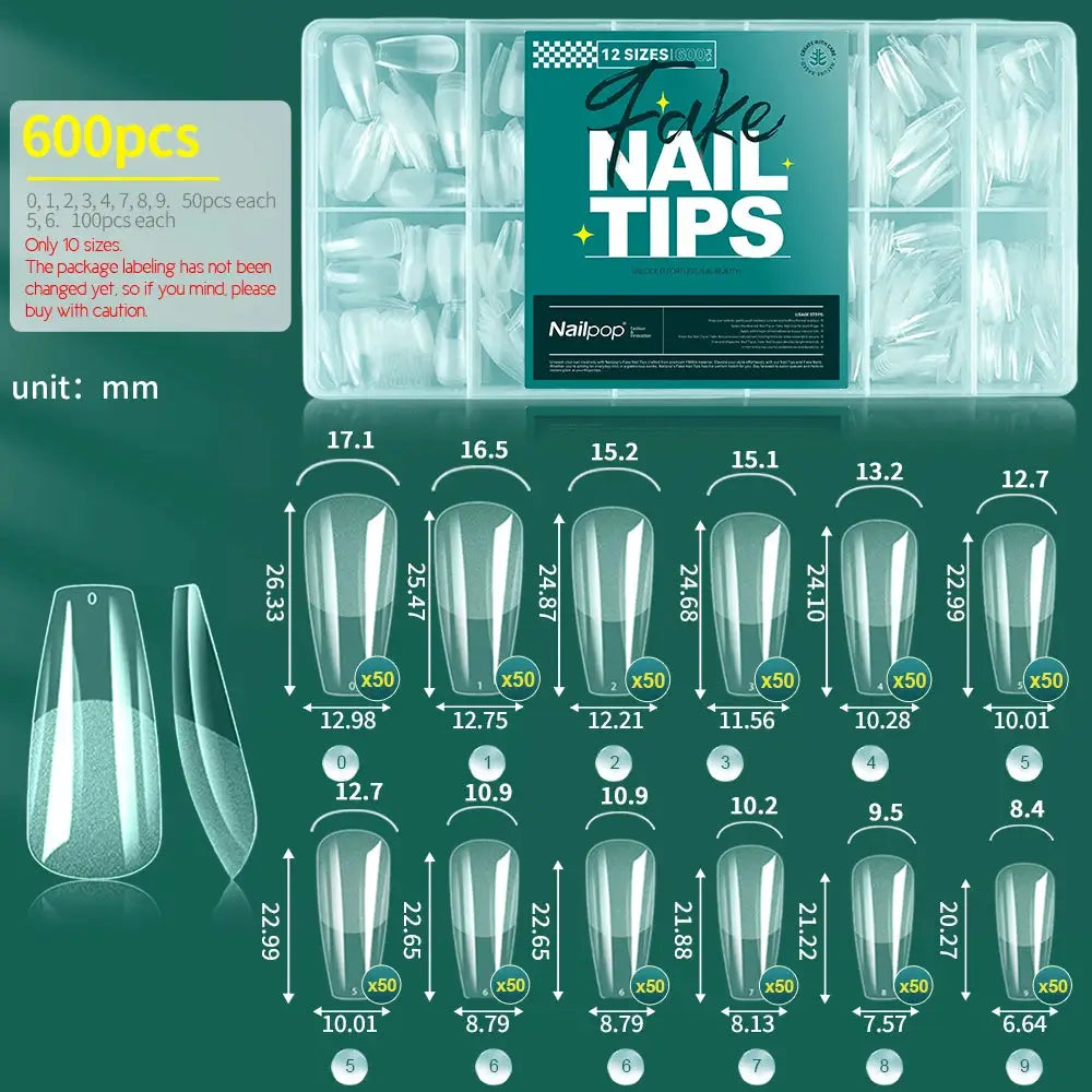 NailPop Soft Gel Nail Tips 600 Pcs Full Cover Coffin Almond Oval Shapes For Salon Quality At Home