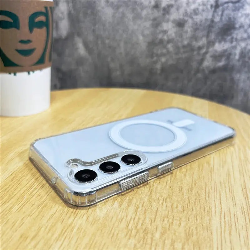 Simples Market clear MagSafe magnetic phone case with ring magnet for Samsung Galaxy S26/S25/S24/S21 FE/S22/S23 Ultra Plus, shockproof cover.