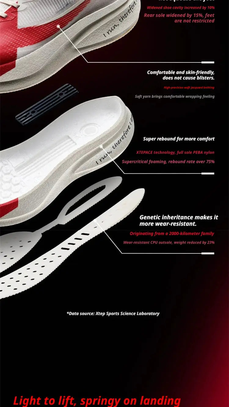Simples Market XTEP 2000km PRO men's running sneakers, red/white pair with lightweight cushioned stability.