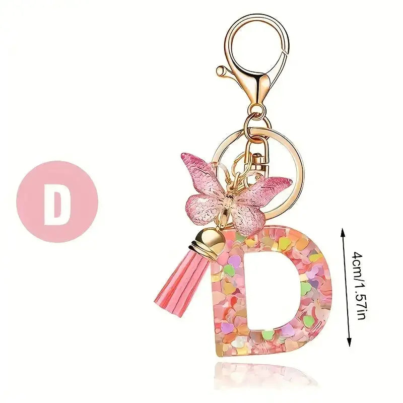 Customizable A To Z Letter Keychain With Resin Pendant Metal Holder Lobster Clasp For Keys Bags And Cars