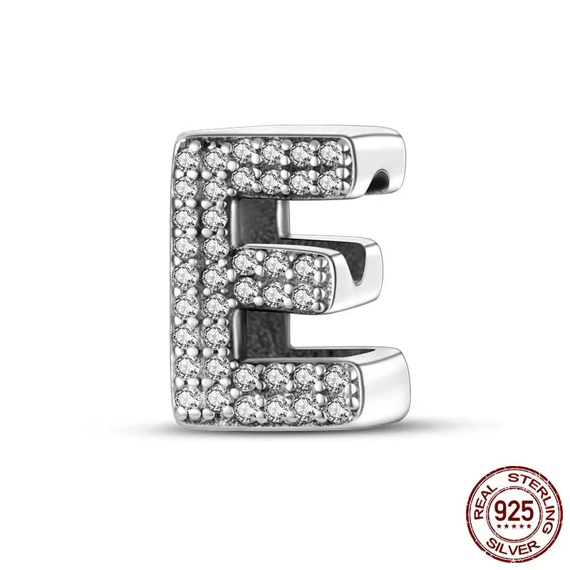 26 Alphabet Beads A To Z 925 Sterling Silver Love Charm Fit Original Bangle Charms Bracelet CZ Zircon Jewelry