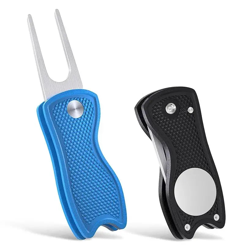 Grearth Golf Divot Repair Tool Foldable Metal With Magnetic Ball Marker For Golf Green Maintenance