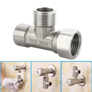 G1/2 in stainless steel T-valve diverter, three-way water splitter for bath and bidet fittings