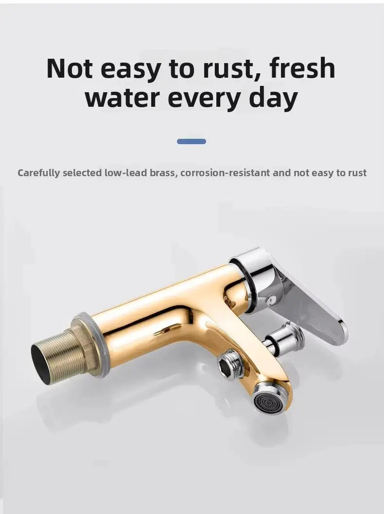 Simples Market brass bathroom faucet with shower accessories, single-hole basin faucet.