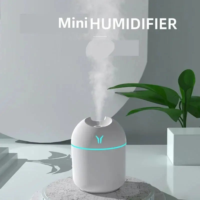 AromaGlow USB Mini Humidifier Aroma Essential Oil Diffuser for Home and Car Ultrasonic Quiet Mist with LED Lamp