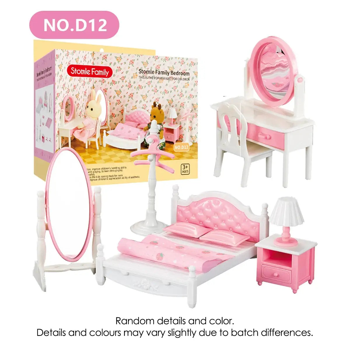 1:12 Scale Miniature Furniture Set Forest Family Kitchen Dining Table Dollhouse Accessories Pretend Play Gift for Girls