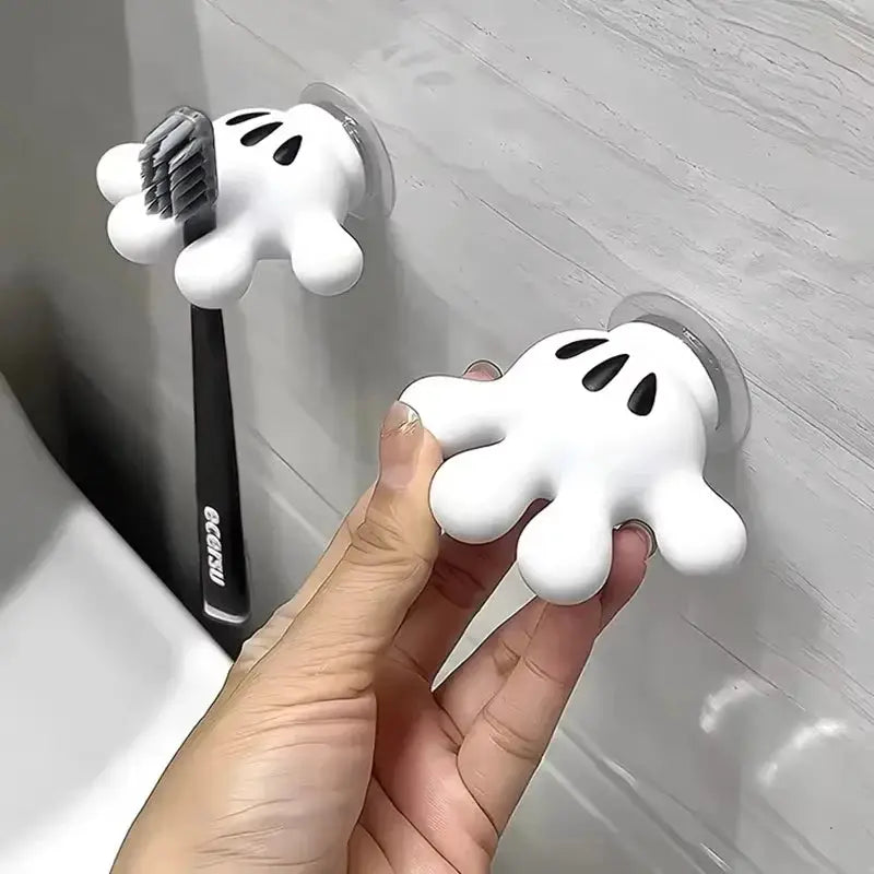 Toothbrush holder Mickey Palm suction cup hooks, white 2-pack by Simples Market