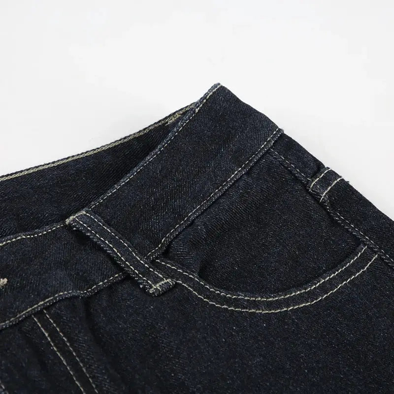 Women's Slim Fit Flared Jeans Y2K Low Rise Denim Embroidery Distressed