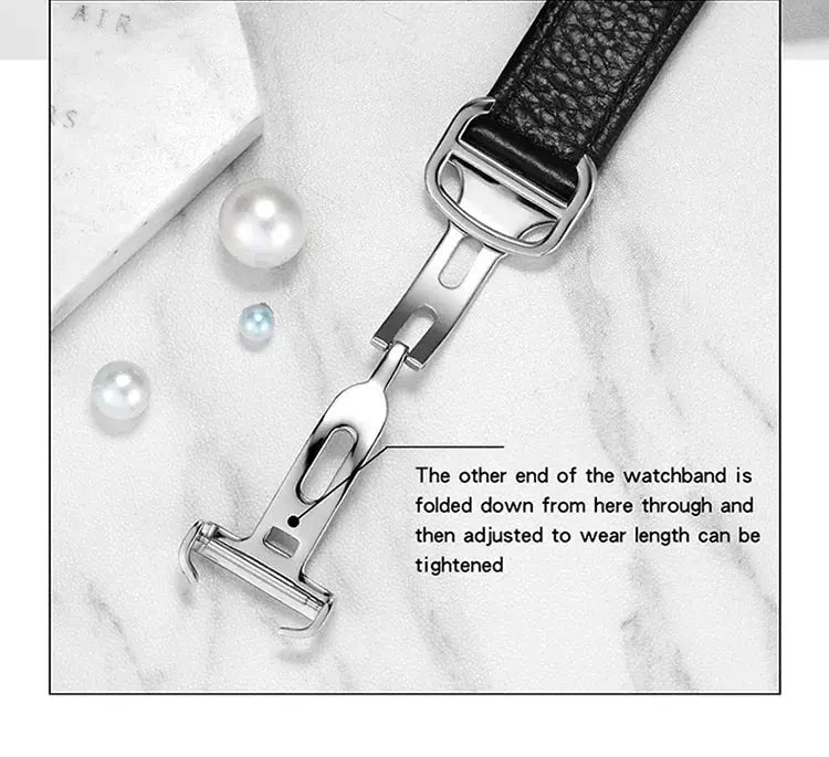 SANDA 9031/1108 luxury couple quartz watches with black leather strap and deployant clasp, Simples Market