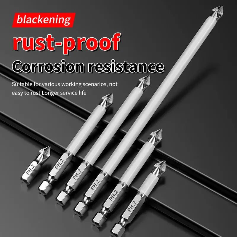 6 Piece Non Slip Magnetic Cross Head Screwdriver Bit Set for Household Electric Screwdrivers High Hardness S2 Alloy