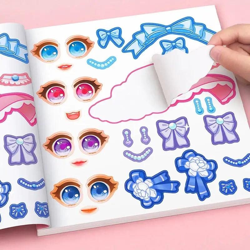 Stickers Book Handicrafts For Kids Reusable Make A Face Princess Cartoon Sticker Set 15 Pages