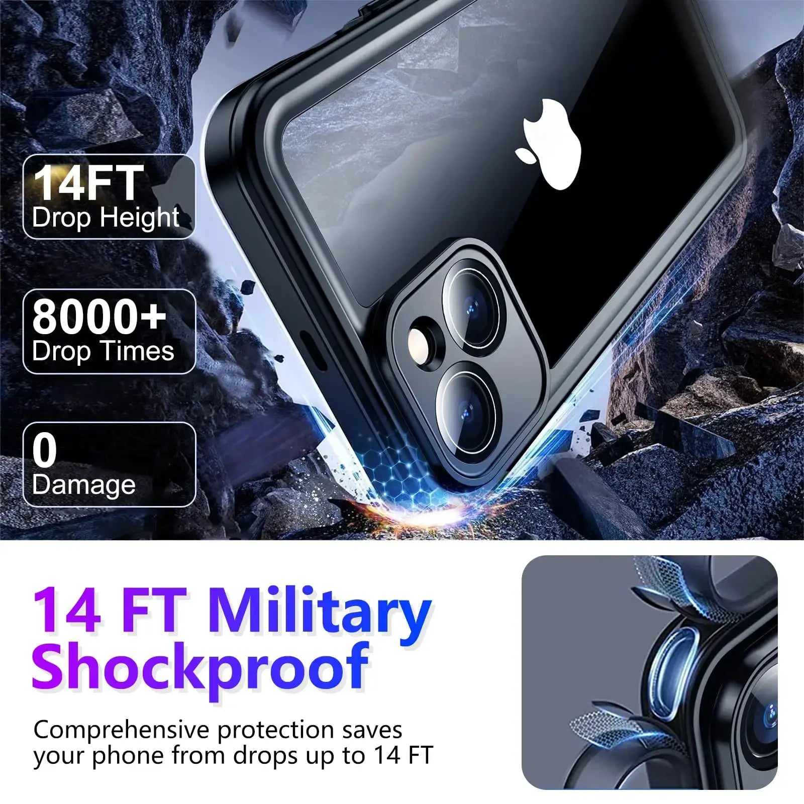 Shellbox Professional Waterproof Phone Case for iPhone 13 14 15 16 360 Full Coverage Shockproof Dustproof IP68