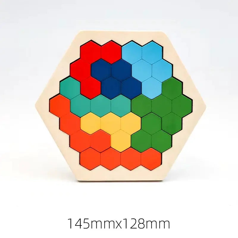 1 Set Wooden Blocks Puzzle Tangram Jigsaw Toy Brain Teasers 3D Colorful Russian Blocks Montessori Educational