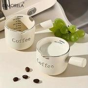Kemorela 3oz 90ml Ceramic Measuring Cup Espresso Extraction Cup For Milk Frothing With Scale Kitchen Tools