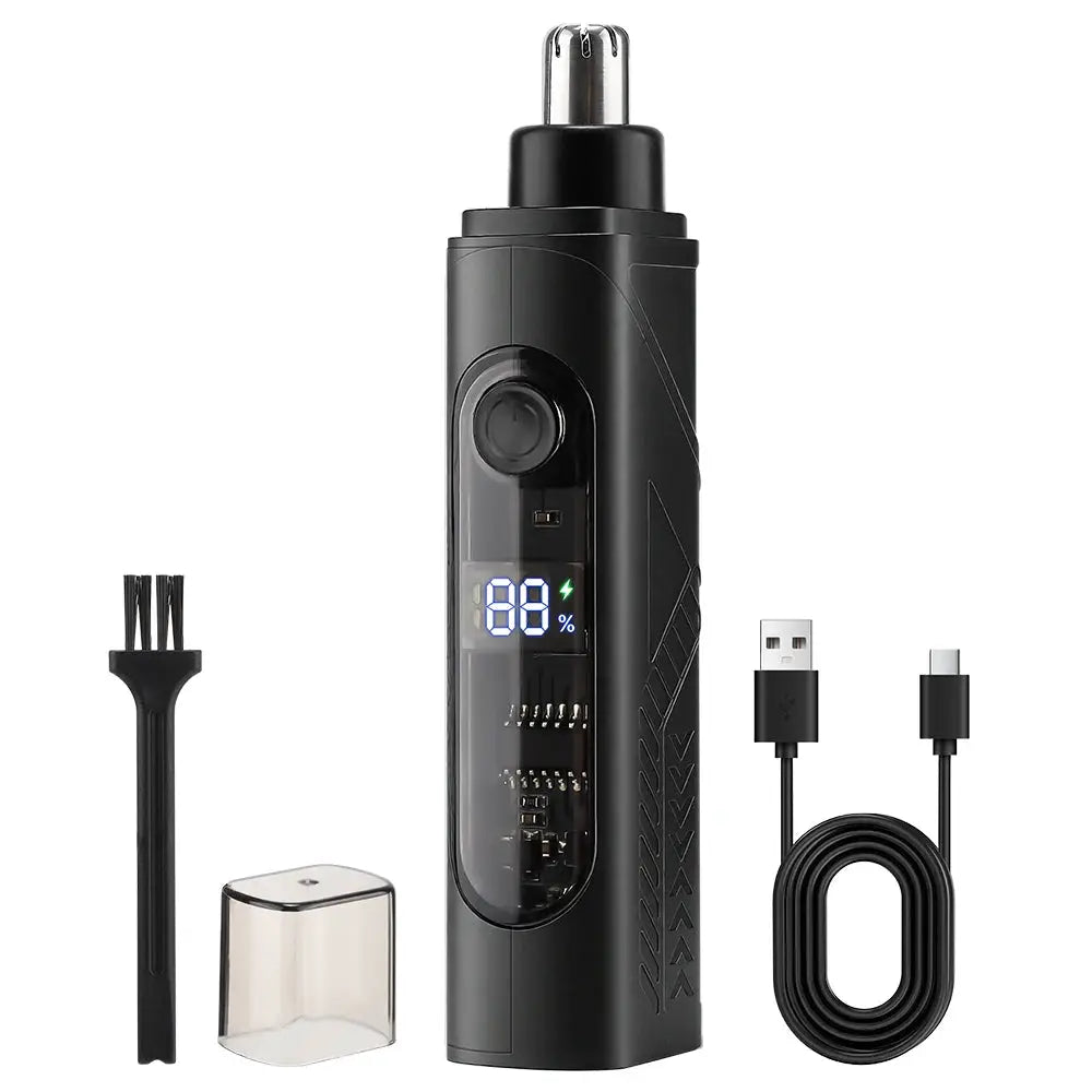 Simples Market mini travel electric razor, black capsule shaver with USB-C charging and digital display, 3 accessories