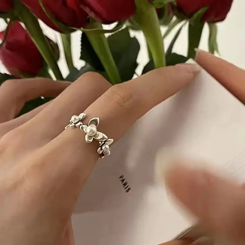 925 Sterling Silver Love Heart Ring With Hanadama Pearl For Women Gift Jewelry Birthday