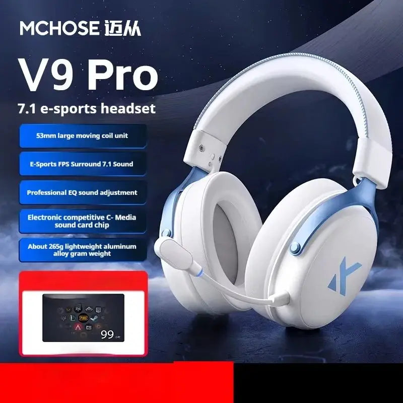 MCHOSE V9 Pro Wireless Bluetooth Headset Three Mode Noise Reduction Microphone For Low Latency Office And Gaming